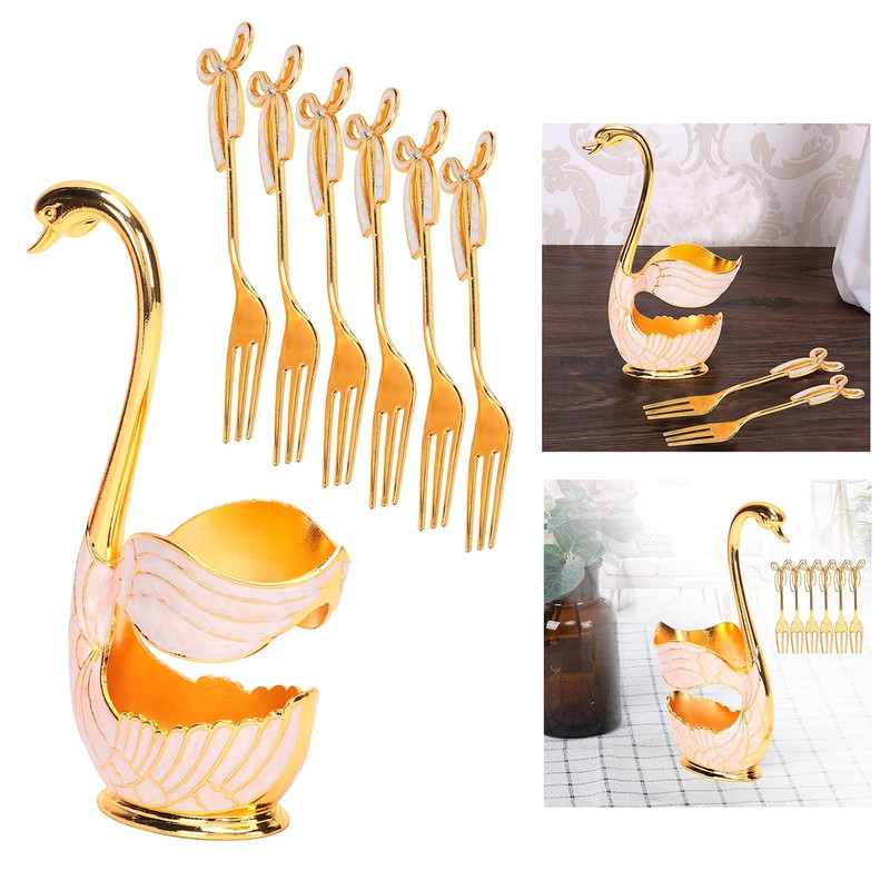 Tableware Sets, Fruit Dessert Flatware Swan Base Holder Spoon Organizer