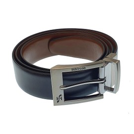 STARHIDE Mens Twist Reversible Black To Brown Leather Dress Belt 1.3" Wide With Removable Buckle Gift Box SB13