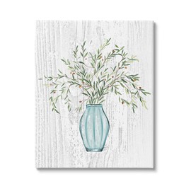 Stupell Industries Rustic Herbs Plants Budding Blue Glass Vase, Design by Ziwei Li