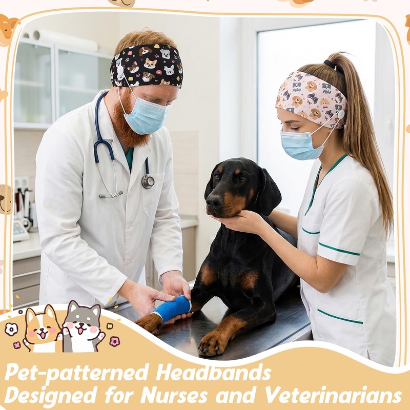 JATEBI 10 Pcs Nurse Headbands for Women, Non Slip Pet