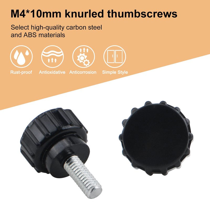 MOROBOR Thumb Screw 20pcs M4x10mm Carbon Steel Thread Knurled Thumb