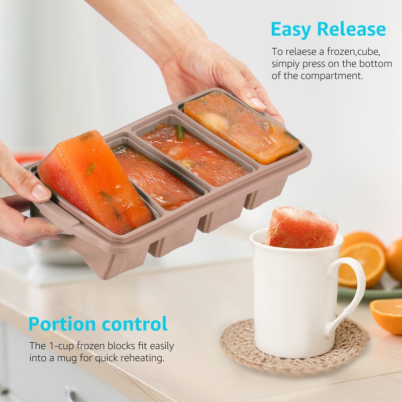 Ztomine Silicone Freezer Tray With Lid - Silicone Freezer Food
