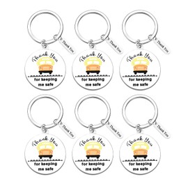 Yinkin 6 Pcs School Bus Driver Appreciation Gifts Bulk Keychains Thank You Gift for New Bus Driver Gifts for Men Women Retirement Leaving