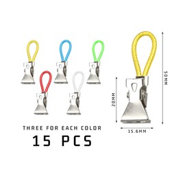 15 Pieces Metal Towel Clips, Towel Clips, Colourful Towel Clips, Multifunctional Towel Clips, Tea Towels, Towel Holder Clips for Bathroom, Kitchen