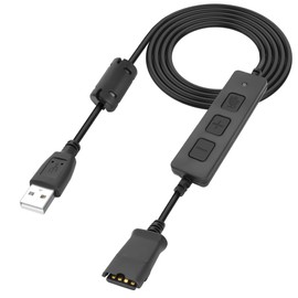 XMSJSIY USB to QD Headset Adapter Compatible with QD (Quick Disconnect) to USB Type A Plug Adapter Cord with in-line Volume & Mic Mute Control Connects Headset to PC, Laptop- 1.5M/4.9FT