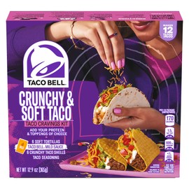 Taco Bell Crunchy & Soft Taco Cravings Kit with 6 Soft Tortillas, 6 Crunchy Taco Shells, Taco Bell Mild Sauce & Seasoning, 12.9 oz Box