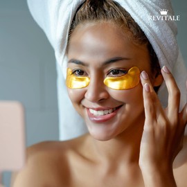 Revitale 24k Gold Under EYE Patches Collagen Gel Mask, Nourishes, Firms & Hydrates, Puffy Eyes & Dark Circles, Hyaluronic Acid (30 Pack)