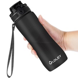 OLDLEY 25 oz Water Bottle, Motivational Water Bottle with Time Marker, Sports Water Bottle With Strap, Leakproof & BPA Free Large Water Bottles for School, Gym, Travel, Outdoor, Tritan,Black