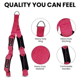 Shelly Triceps Rope Gym Cable Machine Attachments with Carabiner Anti-Slip Triceps Strap 2 Loops Neoprene Handles Pulldown Rope for Pushdowns Pulls Crunches Overhead Extensions Biceps Curl (Pink)