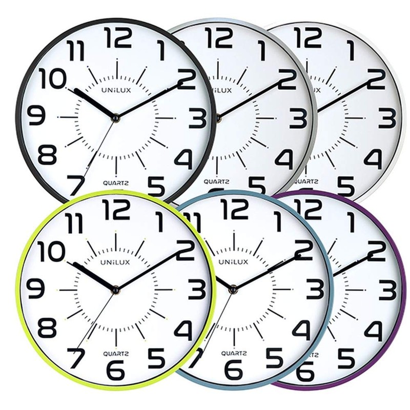 Unilux Pop Wall Clock 28.5 cm Blue Large Dial Silent