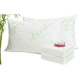 Canadian Linen Bamboo Viscose Waterproof Pillow Protector Zipper Closure, 2 Pack, Super Soft Absorbent Breathable Tree Design Cooling Fabric, Luxury Pillowcase Encasement, Home Bedding, 20”x36”, King