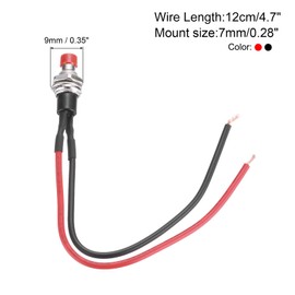 sourcing map Set of 18 1A 250V AC 7mm Mini Momentary Push Button Switch SPST PBS-110 NO Black/Red Switch Button with Pre-Soldered Wires for Electronic Devices Household Appliances