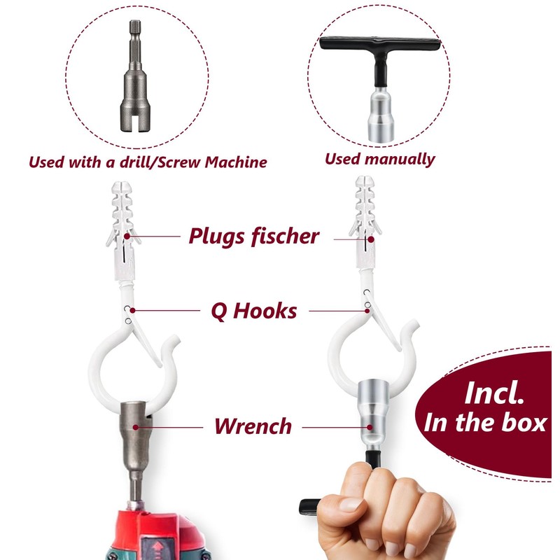 LushPatio Hooks for Hanging String Lights - Ceiling Wall Screw