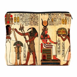 Jumkook Ancient Egypt Makeup Bag Egyptian Bag Cosmetic Bags,Egyptian Accessories for Women,Purse Canvas Makeup Bag Travel Toiletry Bag Zipper Pouch,Birthday Christmas Mothers Day Bag