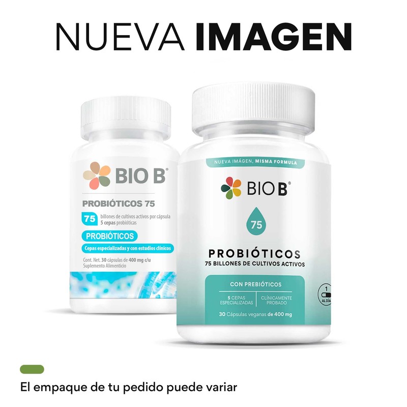BIO B | Probióticos 75 billones UFC + prebióticos |