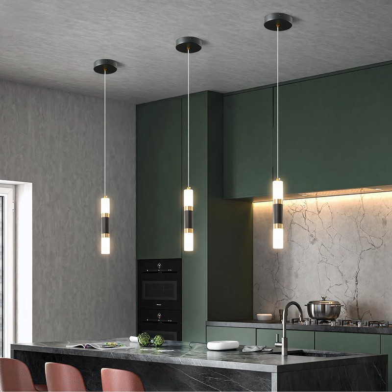 ZYBWL Modern Black Kitchen Island Light Fixture Dimmable LED Mini