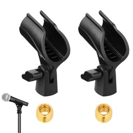 2 Pack Adjustable Microphone Clip Holder, Universal Microphone Holder, Mic Clip for Stand Handhold Microphone, Portable Mic Holder with Mic Screw Adapter,Mic Holder for Concert Party Performance