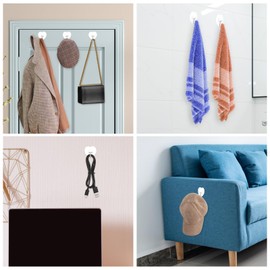 Nogeqi 30pcs Adhesive Hooks for Hanging,Clear Self Adhesive Hooks Heavy Duty Hooks,Waterproof for Shower Wall School Bathroom Kitchen Office(Heart Shape)