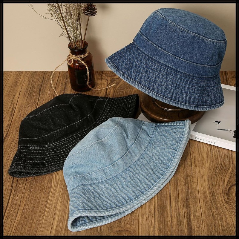 White Fang CZ040 Hat, Bucket Hat, Denim, Unisex, Brim, Bucket