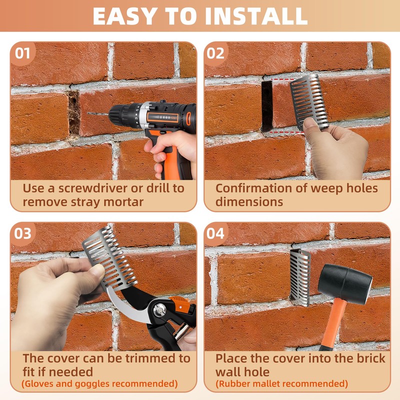 Dabolang 10 PCS Weep Hole Covers for Brick Walls, Spring