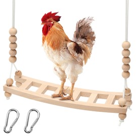 Qinfly Chicken Swing,Arc-Shaped Chicken Perch Handmade,Chicken Toys for Coop Accessories Decor,Wood Ladder Stand for Hens