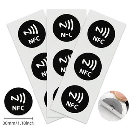 50pcs 30mm NFC Stickers ISO14443A 13.56MHz NFC215 Universal Label RFID Smart Electronic Tags for All NFC Phones Four Color (Black)