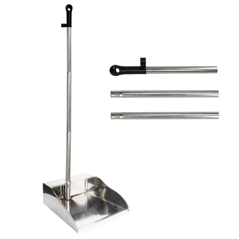 Metal Dustpan Long Handle Stainless Steel Dustpan,Heavy Duty Standing Dust