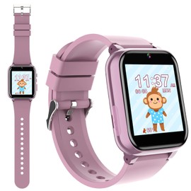 Winnes Game Smartwatch for Boys Girls No App Required Multifunctional Child Gift With 26 Puzzle Games, Learning Cards, Bedtime Stories, HD Camera, Flashlight, Video, Recorder, Music (Rose)