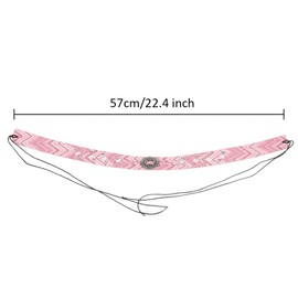 Generic Pink PU Leather Cowgirl Hat Band Decorative Fedora Panama Strap Belt Replacement Hatband for Women Girls Straw Hat Beach Cap (Hat Band Only)