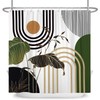 DASHAN Green Gold Shower Curtain Boho Mid Century Shower Curtains
