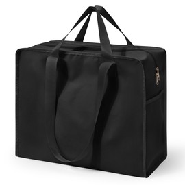 KALIDI Large Beach Bag for Women With Zip, Waterproof Travel Totes Lightweight Shopping Bag Summer Holiday Essentials Shoulder Bag for Pool Gym Picnic (Black)