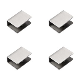4Pcs Glass Shelf Brackets Stainless Steel Clip Holder Adjustable Glass Clamp Square Glass Shelf Clamp for 8mm Glass Acrylic Wood (Silver, Medium)