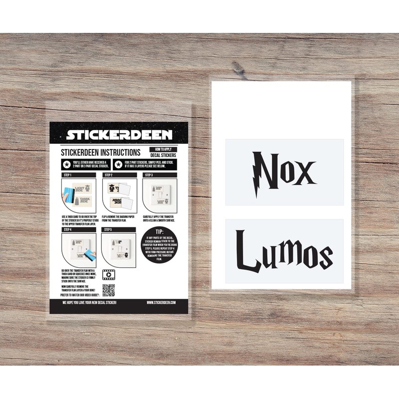 StickerDeen Lumos Nox (Light/Dark) Light Switch Vinyl Decal Stickers (Black,