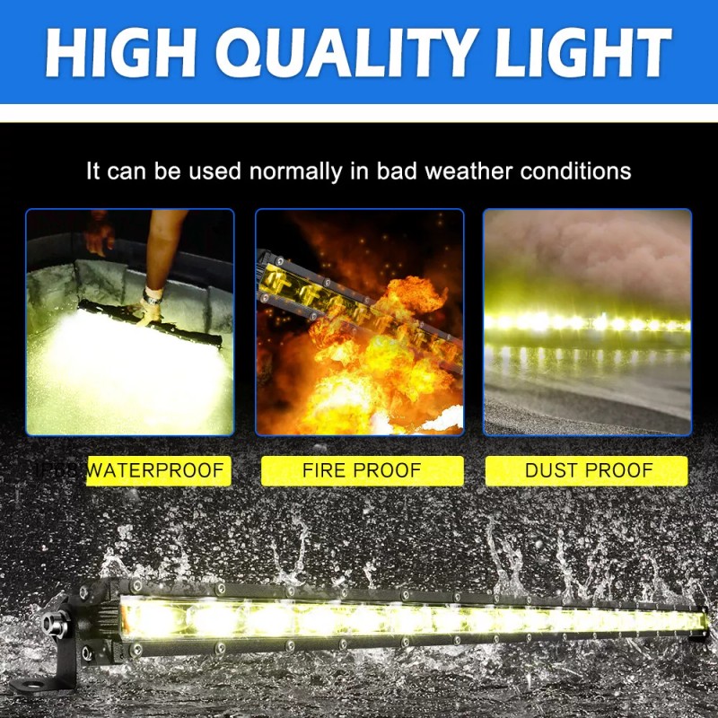 MAYELLO 2pcs 6D 8inch Slim Single Row LED Work Light
