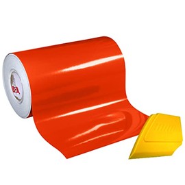 VViViD ORACAL 651 Multi-Colored Vinyl Solvent-Based Adhesive-Backed Calendared Wrap Decals w/Yellow Multi-Purpose Squeegee (12x 5ft, Orange Red)