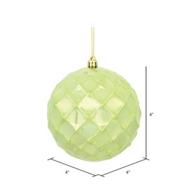 Vickerman 4.75" Celadon Shiny Diamond Bauble Christmas Ornament, Set of 4