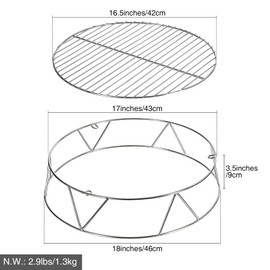 Lineslife Fire Pit Accessory Kit for 19.5" Solo Stove Bonfire and Other Firepit, Stainless Steel Round Grill Cooking Grate & Fire Pit Stand for Outdoor Camping BBQ Picnic Fireplace Tools Silver