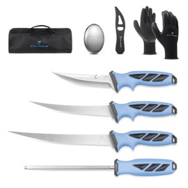 Calamus SwiftGlide Fillet Knife Kit Combo, Fishing Bait Knife and Filet Knives, G4116 German Stainless-steel Blades, Non-slip Handle, Fish Scaler, Non-slip Grip Gloves, Sharpening Rod, Storage Bag