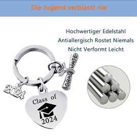Graduation Key Chain, Stainless Steel, Bachelor/Master Charm Gift for Graduation, Graduation Gift, Graduation Gift, Graduation Gift for Friends, Class of 2024, White