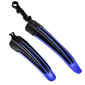 WIROJ BlueSunshine Adjustable Road Mountain Bike Bicycle Cycling Tire Front/Rear Mud Guards Mudguard Fenders Set (Deep Blue + Black)