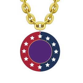 Leashelllinco Round Pendant Chain Necklace Hiphop Patriotic Medallion Pendant Necklace Thick 3D EVA Foam Fake Gold Plastic Chains Jewelry (Red Blue Gold)