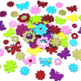 IFKEGON Foam Flower Stickers, Puffy Self Adhesive Shapes Materials,Suitable for Different scenarios and Projects (180, Glitter Butterfly Flower)