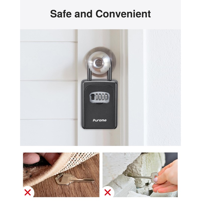 Puroma Lock Box, Large Key Lock Box Resettable Combination Lockbox,