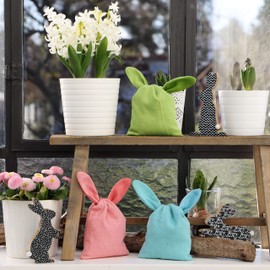 Jute and Velvet Bag with Ears, Alternative Easter Nest in Easter Bunny Design, High-Quality Reusable Gift Packaging, Easter Basket for Filling