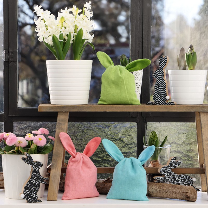 Jute and Velvet Bag with Ears, Alternative Easter Nest in