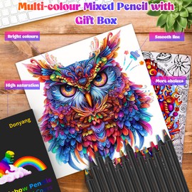 48-Pack Rainbow Colored Pencils, Stocking Stuffers for Kids, Gifts for Teen Girls 4 5 6 8 9 10 11 12 Year Old, Fun Party Favors, Cute Office Desk Accessories, Black Wooden Pencils for Coloring Drawing