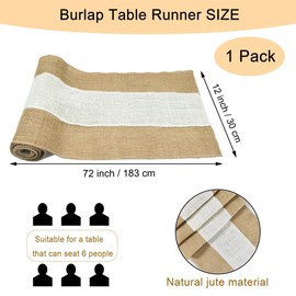 Wlirantim 1 Pack 12 x 72 Inch Boho Burlap Table Runner,Rustic Jute Table Runner and Placemats for Western Wedding Table Decorations,Farmhouse Style Party,Kitchen Table Decor Cover,Natural Colour Edge