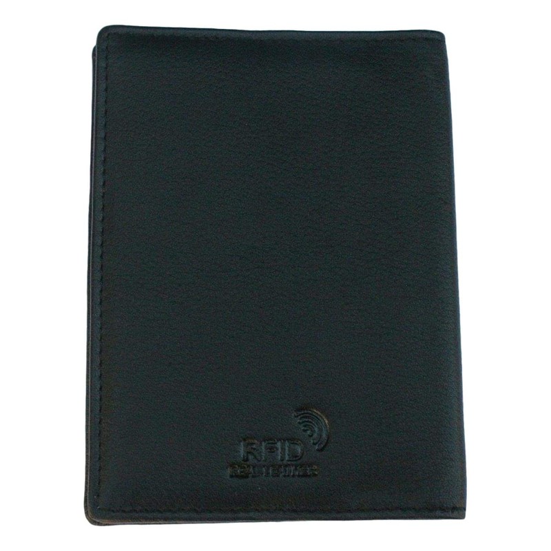 Fox Running Leather Passport Cover Black Holder RFID Safe Gift