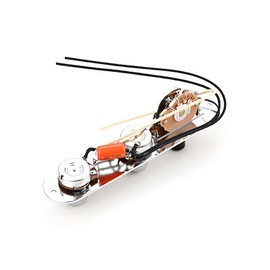 Domofa Fully Loaded Guitar Control Plate Prewired 3-Way Switch 250K Large Potentiometers Knurled Volume Tone Controls Knobs for Tele/Telecaster Electric Guitar Parts Replacement (Chrome)