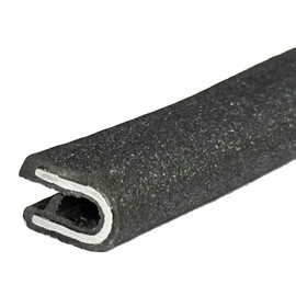 Edge Trim Protector U-Channel PVC with Aluminum Clips, Edge - 3/32" (2.38 mm), Leg - 7/16" (11.11 mm), Lenght 10 feet, Black, Sand Texture, for Sharp Surfaces, Sheet Metal, Cars, Boats, Trucks, RV